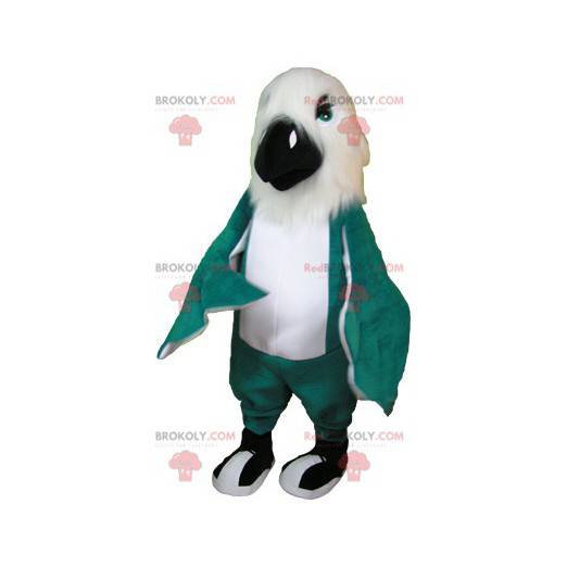 Obří bílý a zelený pták papoušek maskot - Redbrokoly.com