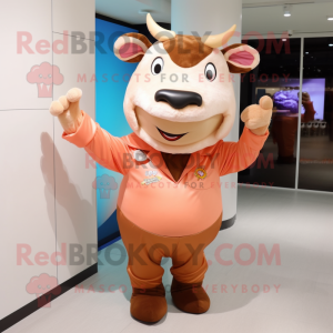 Peach Bull maskot kostym...