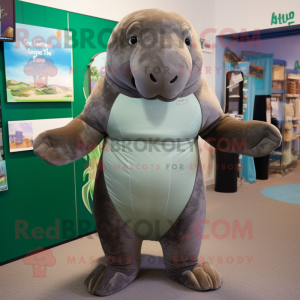 Olive Stellar'S Sea Cow mascot costume character dressed with a Bikini and Belts