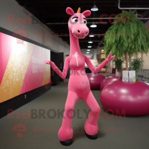 Pink Giraffe maskot kostume...