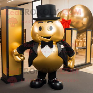 Gold Grenade mascot costume character dressed with a Tuxedo and Bow ties