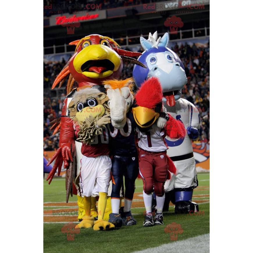 Big blue and brown bird mascot - Redbrokoly.com