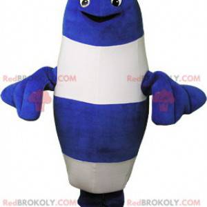 Gigante mascotte di pesce a strisce blu e bianche -