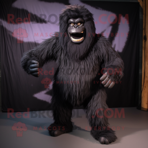 Black Sasquatch mascot costume character dressed with a Joggers and Cummerbunds