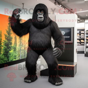 Black Sasquatch mascot costume character dressed with a Joggers and Cummerbunds