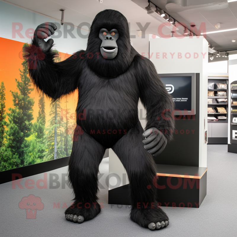 Black Sasquatch mascot costume character dressed with a Joggers and Cummerbunds Black Sasquatch mascot costume character dressed with a Joggers and Cummerbunds