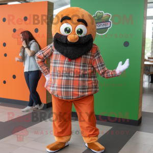 Orange Falafel mascot costume character dressed with a Flannel Shirt and Cufflinks