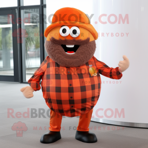 Orange Falafel mascot costume character dressed with a Flannel Shirt and Cufflinks