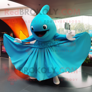 Cyan Manta Ray mascotte...