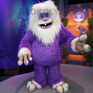 Paarse Yeti mascotte...