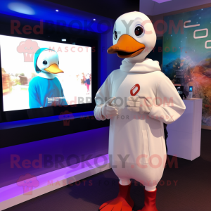 nan Swan mascot costume character dressed with a Turtleneck and Smartwatches