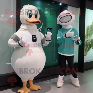 nan Swan mascot costume character dressed with a Turtleneck and Smartwatches