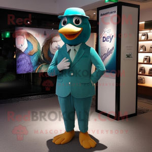 Teal Dove maskot kostume...