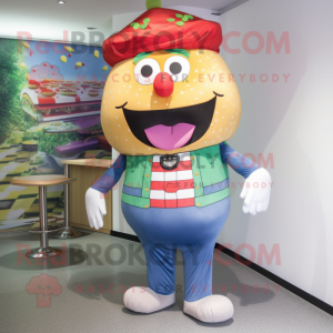 nan Burgers mascot costume character dressed with a Jeggings and Tie pins