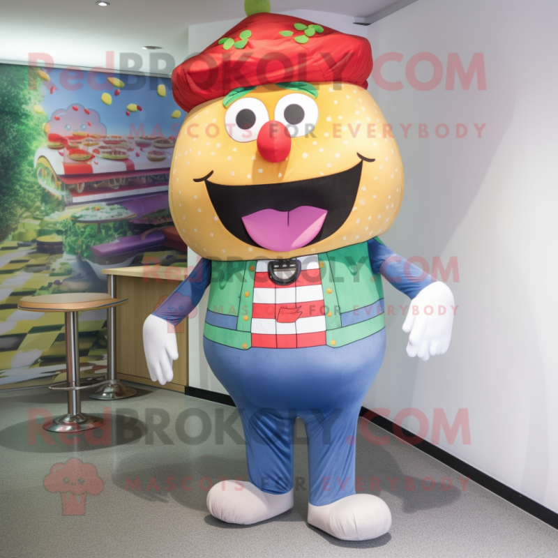 nan Burgers mascot costume character dressed with a Jeggings and Tie pins nan Burgers mascot costume character dressed with a Jeggings and Tie pins