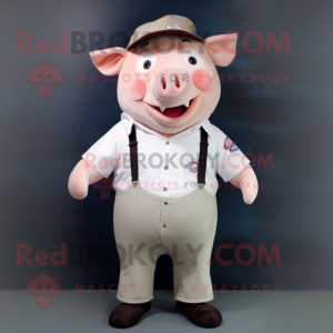 nan Pig mascot costume character dressed with a Button-Up Shirt and Caps