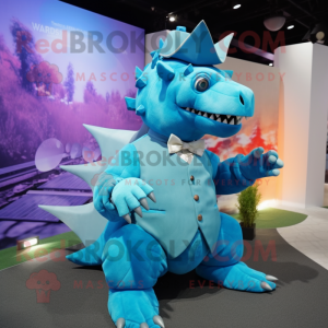 Cyan Stegosaurus maskot...