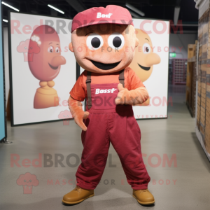 Rust Raspberry mascot costume character dressed with a Cargo Pants and Beanies