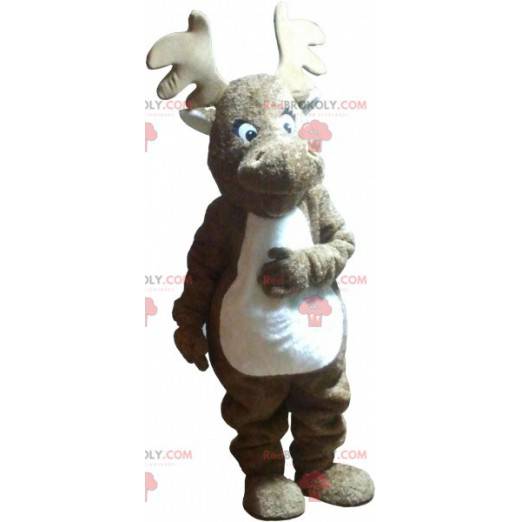 Mascotte degli alci marroni e bianchi molto realistici -