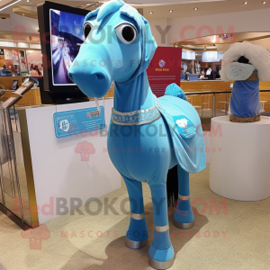 Sky Blue Horse maskot drakt...