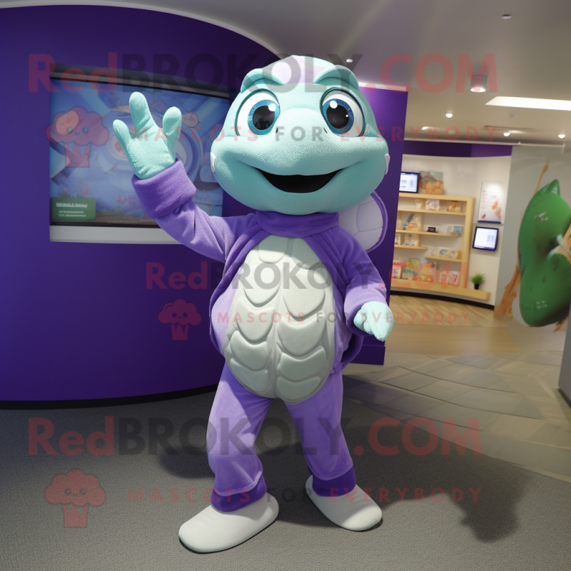 Lavender Sea Turtle mascot costume character dressed with a Leggings and Brooches