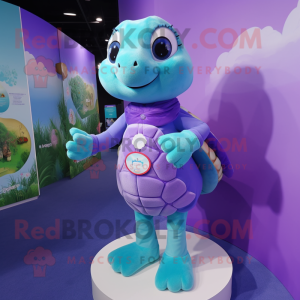 Lavender Sea Turtle mascot costume character dressed with a Leggings and Brooches