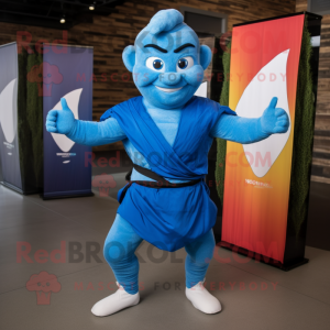 Blauw acrobaat mascotte...