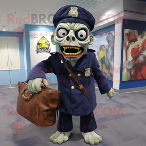 Navy Zombie mascot costume character dressed with a Coat and Tote bags