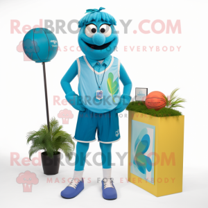 Cyan Juggle mascot costume character dressed with a Bermuda Shorts and Ties
