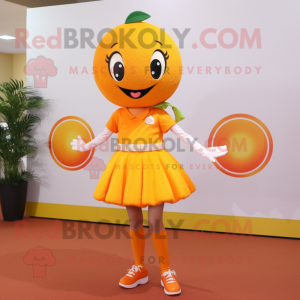 Orange Grapefruit mascot costume character dressed with a Mini Skirt and Anklets