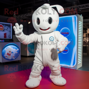 White But mascot costume character dressed with a Playsuit and Anklets