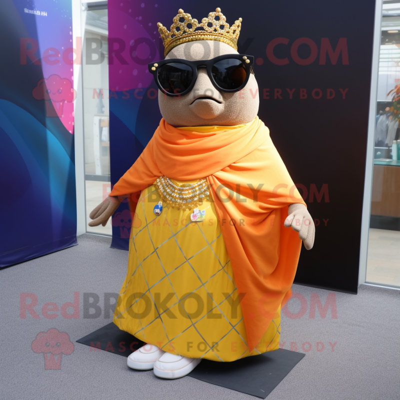 nan Queen mascot costume character dressed with a Wrap Dress and Sunglasses