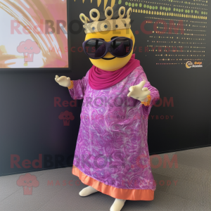 nan Queen mascot costume character dressed with a Wrap Dress and Sunglasses