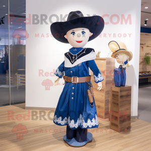 Navy Cowboy mascot costume character dressed with a A-Line Dress and Handbags