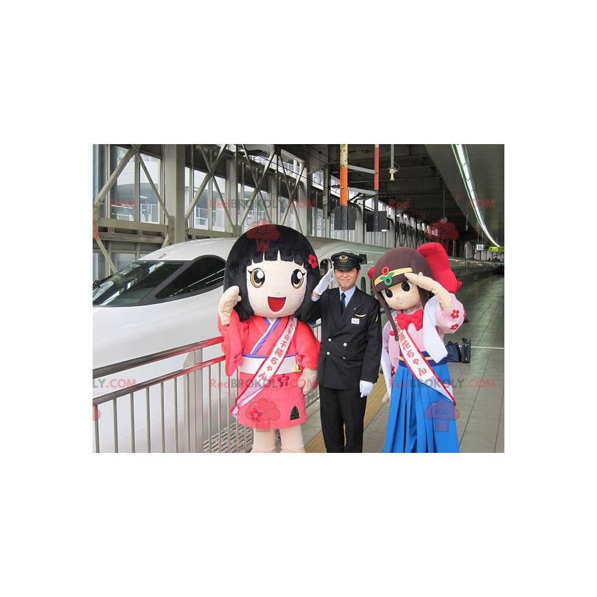 2 mascottes de filles japonaises de manga - Redbrokoly.com