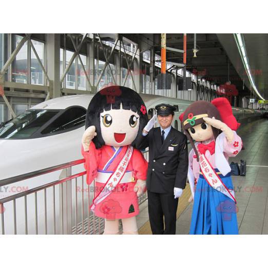 2 mascottes de filles japonaises de manga - Redbrokoly.com