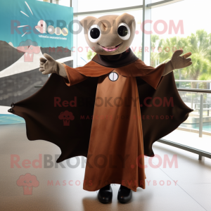 Brown Manta Ray mascot costume character dressed with a Shift Dress and Gloves