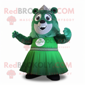 Forest Green Ice mascot costume character dressed with a A-Line Skirt and Rings