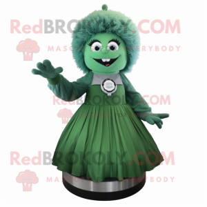 Forest Green Ice mascot costume character dressed with a A-Line Skirt and Rings
