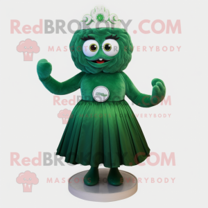 Forest Green Ice mascot costume character dressed with a A-Line Skirt and Rings