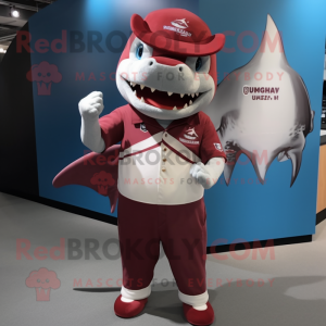 Maroon Shark maskot kostume...