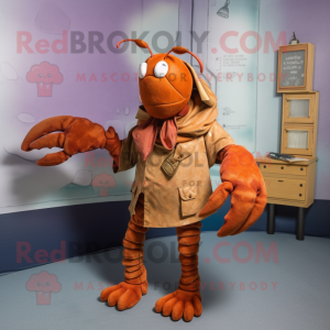 Rust Lobster Bisque mascot costume character dressed with a Trousers and Scarves