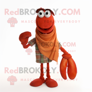 Rust Lobster Bisque mascot costume character dressed with a Trousers and Scarves