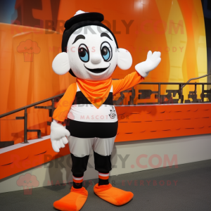 Orange Mime mascot costume character dressed with a Tank Top and Scarf clips