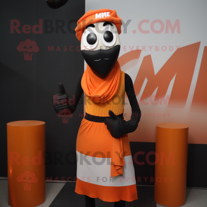 Orange Mime mascot costume character dressed with a Tank Top and Scarf clips