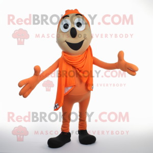 Orange Mime mascot costume character dressed with a Tank Top and Scarf clips