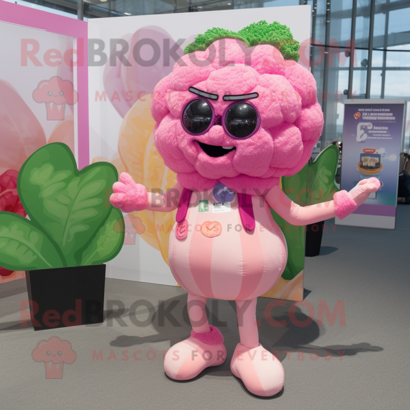 Pink Cauliflower mascot costume character dressed with a Bikini and Ties