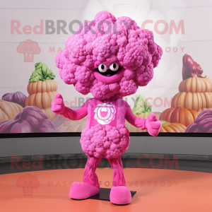 Pink Cauliflower mascot costume character dressed with a Bikini and Ties