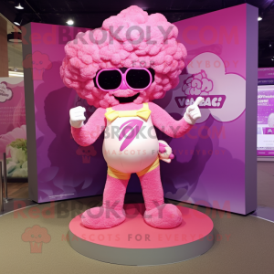 Pink Cauliflower mascot costume character dressed with a Bikini and Ties
