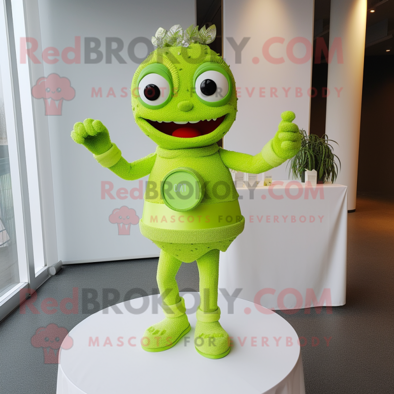 Lime Green Wedding Cake mascot costume character dressed with a Sweater and Anklets Lime Green Wedding Cake mascot costume character dressed with a Sweater and Anklets